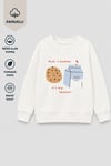 Kız Çocuk 3 İplik Kumaş Pamuklu Baskılı Sweatshirt
