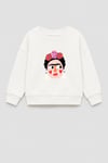 Kız Çocuk 3 İplik Kumaş Pamuklu Frida Baskılı Sweatshirt