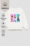Kız Çocuk 3 İplik Kumaş Pamuklu Huntrix Baskılı Sweatshirt