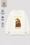 Kız Çocuk 3 İplik Kumaş  Pamuklu Köpek Baskılı Sweatshirt