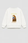 Kız Çocuk 3 İplik Kumaş  Pamuklu Köpek Baskılı Sweatshirt