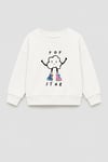 Kız Çocuk 3 İplik Kumaş  Pamuklu Popcorn Baskılı Sweatshirt