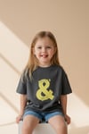 Kız Çocuk Pamuklu Bisiklet Yaka Baskılı T-Shirt