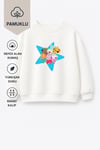 Kız Çocuk Pamuklu Bisiklet Yaka Yıldız Baskılı T-Shirt