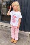 Kız Çocuk Pembe Dokuma Pantolonlu Cep Detaylı Altüst Takım
