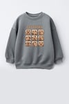 Unisex Çocuk 3 İplik Kumaş Baskılı Pamuklu Sweatshirt