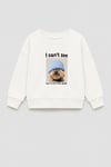 Unisex Çocuk 3 İplik Kumaş Köpek Baskılı Pamuklu Sweatshirt