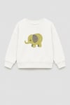 Unisex Çocuk 3 İplik Kumaş  Pamuklu Fil Baskılı Sweatshirt