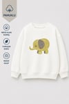 Unisex Çocuk 3 İplik Kumaş  Pamuklu Fil Baskılı Sweatshirt