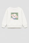 Unisex Çocuk 3 İplik Kumaş Pamuklu Kuzu Kulağı Baskılı Sweatshirt
