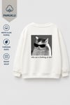 Unisex Çocuk 3 İplik Kumaş  Pamuklu Sırt Baskılı Sweatshirt