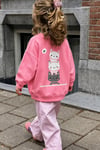 Unisex Çocuk 3 İplik Kumaş  Pamuklu Sırtı Kedi Baskılı Sweatshirt