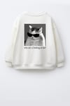 Unisex Çocuk 3 İplik Kumaş  Pamuklu Sırt Baskılı Sweatshirt