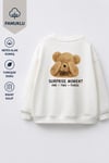 Unisex Çocuk 3 İplik Kumaş  Pamuklu Sırtı Ayıcık Baskılı Sweatshirt