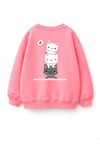 Unisex Çocuk 3 İplik Kumaş  Pamuklu Sırtı Kedi Baskılı Sweatshirt