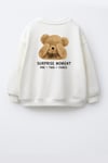Unisex Çocuk 3 İplik Kumaş  Pamuklu Sırtı Ayıcık Baskılı Sweatshirt