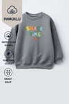 Unisex Çocuk 3 İplik Kumaş Pamuklu Slogan Baskılı Sweatshirt