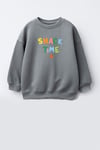 Unisex Çocuk 3 İplik Kumaş Pamuklu Slogan Baskılı Sweatshirt