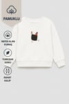 Unisex Çocuk 3 İplik Kumaş Pamuklu Tavuk Baskılı Sweatshirt