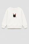 Unisex Çocuk 3 İplik Kumaş Pamuklu Tavuk Baskılı Sweatshirt