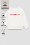 Unisex Çocuk 3 İplik Kumaş Slogan Baskılı Pamuklu Sweatshirt
