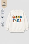 Unisex Çocuk 3 İplik Kumaş Slogan Baskılı Pamuklu Sweatshirt