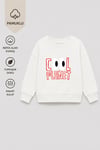 Unisex Çocuk 3 İplik Kumaş Slogan Baskılı Pamuklu Sweatshirt