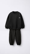 Unisex Çocuk Basic Yazı Detaylı 3 İplik Kumaş Eşofman Takım