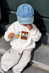 Unisex Çocuk Ekru Ördek Baskılı 3 İplik Kumaş Pamuklu Sweatshirt