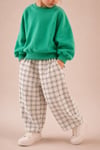 Unisex Çocuk Kareli Beli Lastikli Balon Pantolon