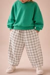 Unisex Çocuk Kareli Beli Lastikli Balon Pantolon
