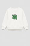 Unisex Çocuk Kurbağa Baskılı 3 İplik Kumaş Pamuklu Sweatshirt