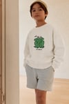 Unisex Çocuk Kurbağa Baskılı 3 İplik Kumaş Pamuklu Sweatshirt