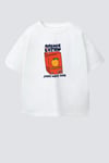 Unisex Çocuk Pamuklu Bisiklet Yaka Baskılı T-Shirt