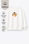 Unisex Çocuk Pamuklu Bisiklet Yaka Kruvasan Baskılı T-Shirt