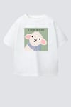 Unisex Çocuk Pamuklu Bisiklet Yaka Kuzu Kulağı Baskılı T-Shirt