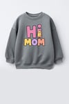 Unisex Çocuk Pamuklu Bisiklet Yaka Slogan Baskılı Sweatshirt