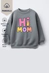 Unisex Çocuk Pamuklu Bisiklet Yaka Slogan Baskılı Sweatshirt