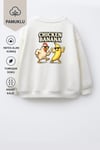 Unisex Çocuk Sırtı Baskılı 3 İplik Kumaş Pamuklu Sweatshirt