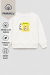 Unisex Çocuk Telefon Baskılı 3 İplik Kumaş Pamuklu Sweatshirt