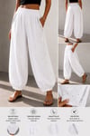 Beyaz Taş Detaylı Şalvar Pantalon