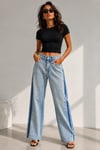 Krıstal Taş Detaylı Wide Leg Jean