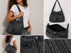 Taş Baskılı Siyah Denim Çanta