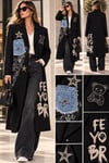 Taş Yıldız Aksesuarlı Blazer Uzun Ceket 