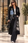Taş Yıldız Aksesuarlı Blazer Uzun Ceket 