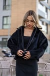Crop Peluş Fermuarlı Ceket 