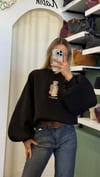 Nakışlı Siyah Sweatshirt