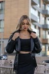 Oversize Crop Deri Ceket