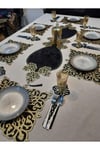1 Ad.1 26x30cm Runner/6 Servis/6 B.altlığı/6 Kaşıklık/19 Parça/simli Işlemeli Siyah Kadife