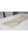 1 Adet Masa Runnerı/ışıltılı/120x33cm/gold Simli S.deri (2 AD.YAPRAK,2 AD.ÇİÇEK MOTİFİ HEDİYE)